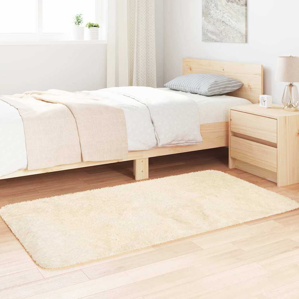 Teppich Shaggy Hochflor NAVARRA Beige 60x100 cm Polyester