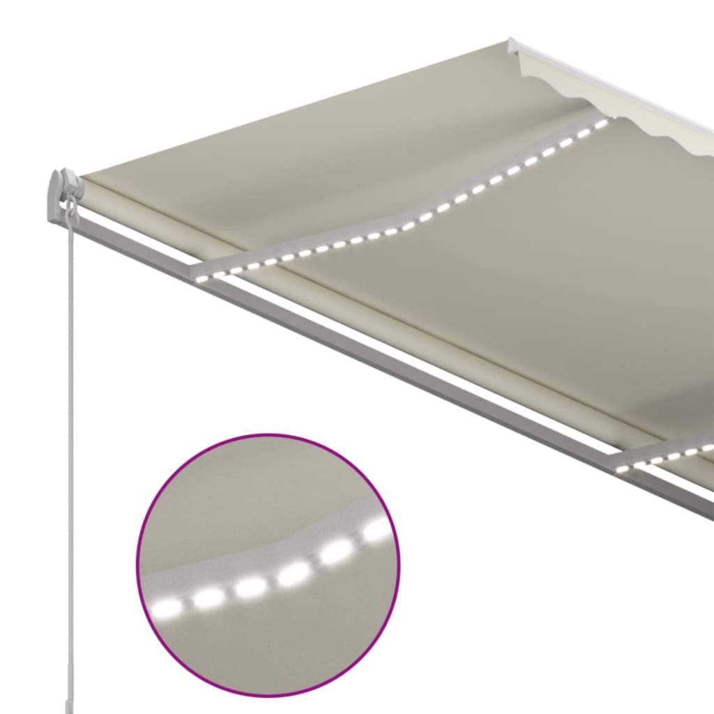 Markise Manuell Einziehbar mit LED 300x250 cm Blau und Weiß