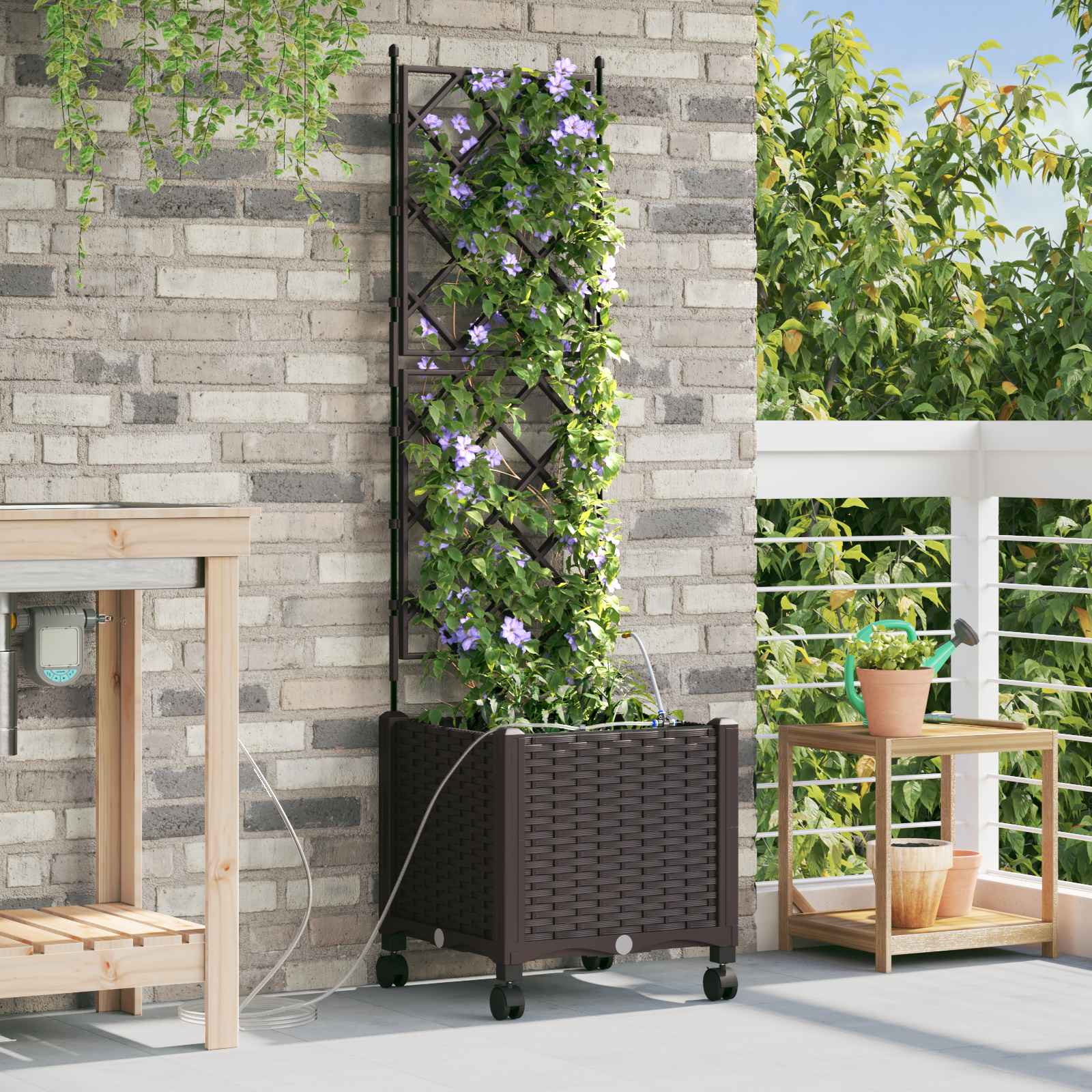 Garten-Pflanzgefäß 4 Stk. Braun 160 x 40 x 22 cm PP
