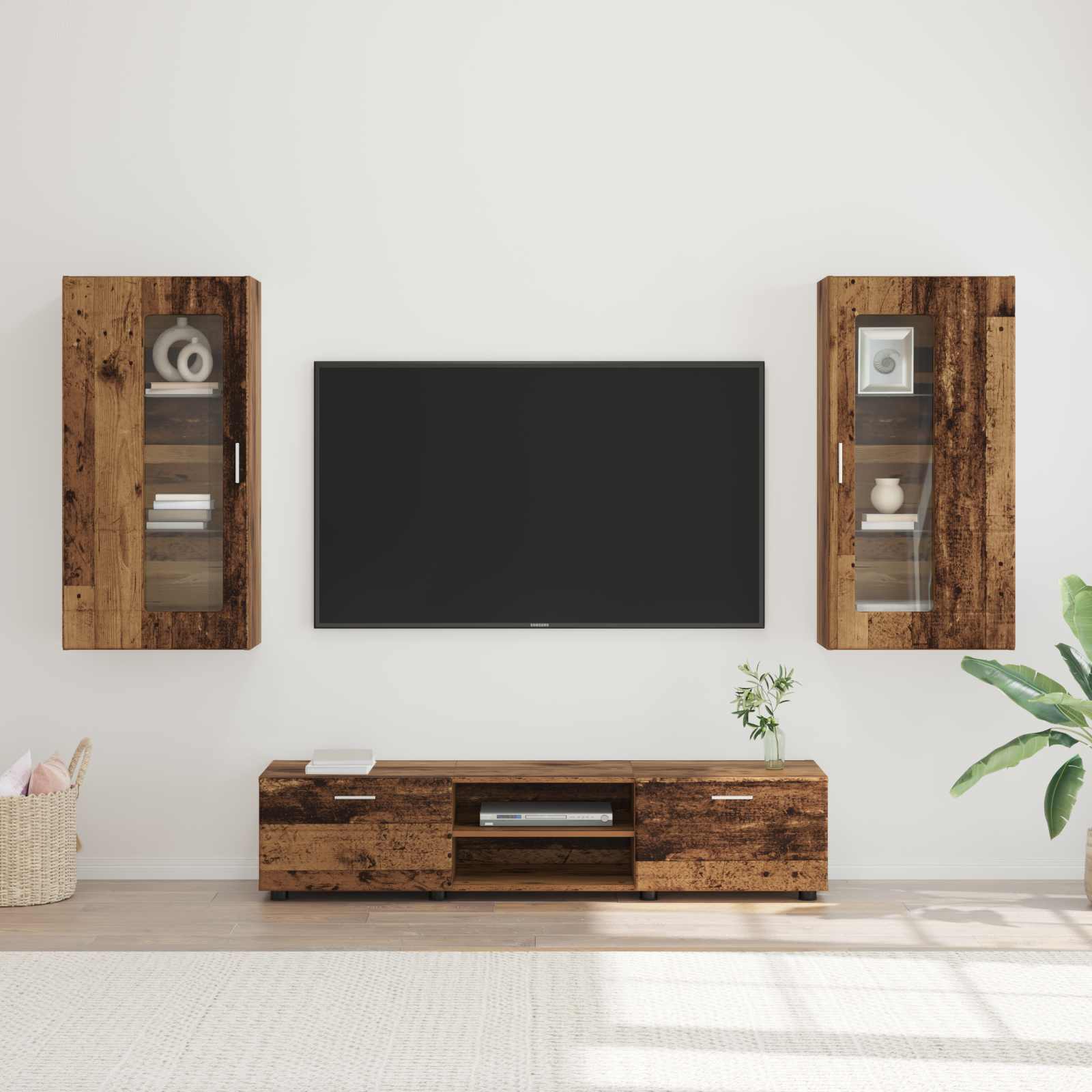 Highboard mit Regal FLORIN Weiß 60 x 35 x 182 cm Holzwerkstoff