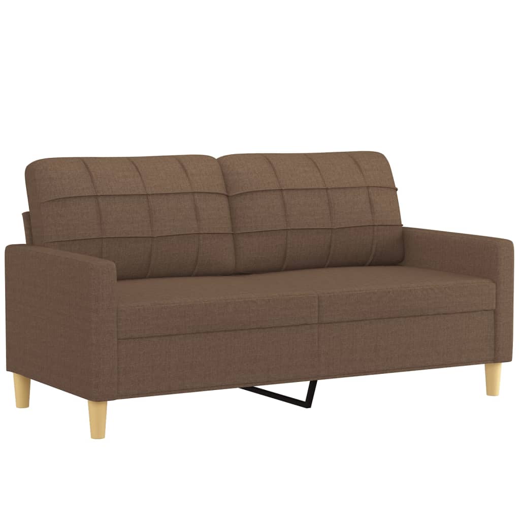 2-Sitzer-Sofa mit Zierkissen Braun 120 cm Stoff