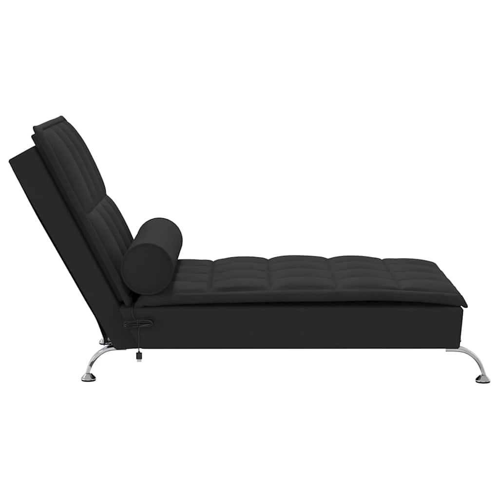 Massage-Chaiselongue mit Nackenrolle Hellgrau Stoff