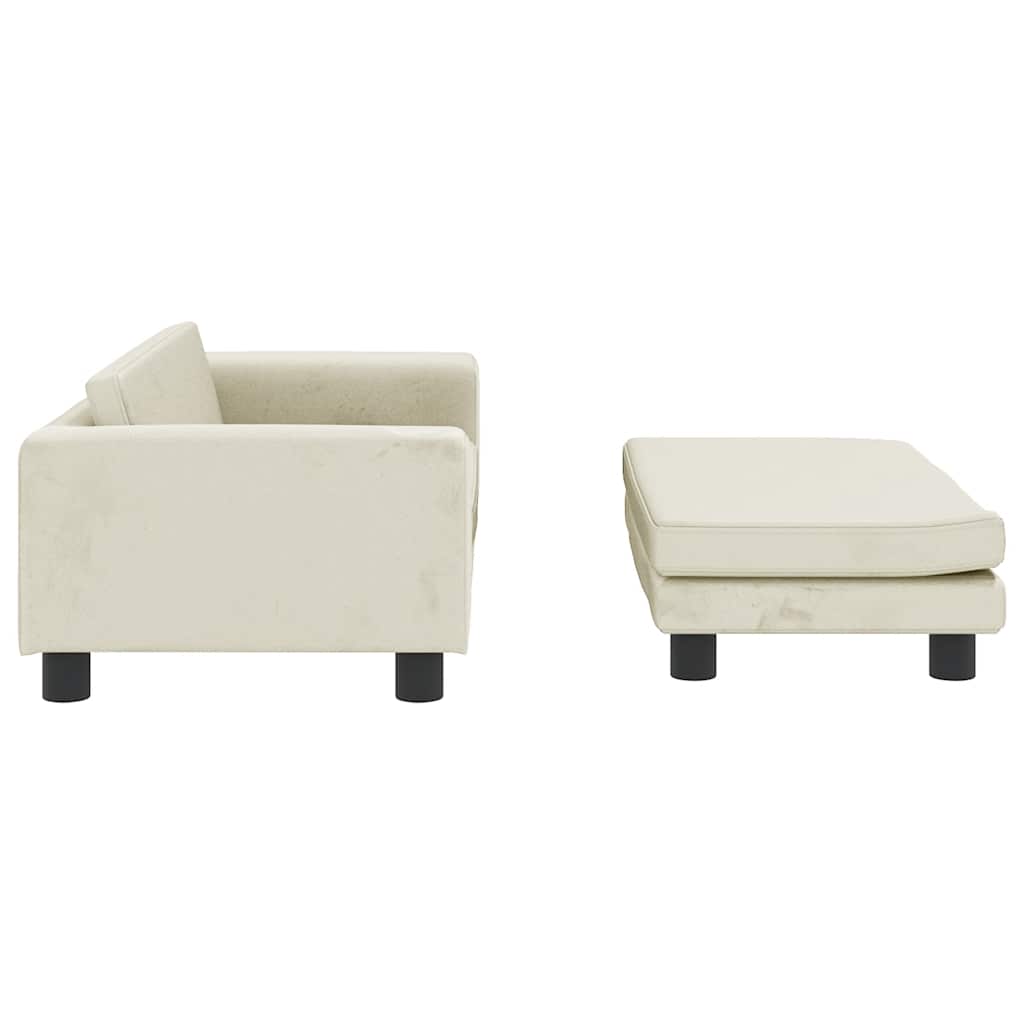 Kindersofa mit Hocker Blau 100x50x30 cm Samt