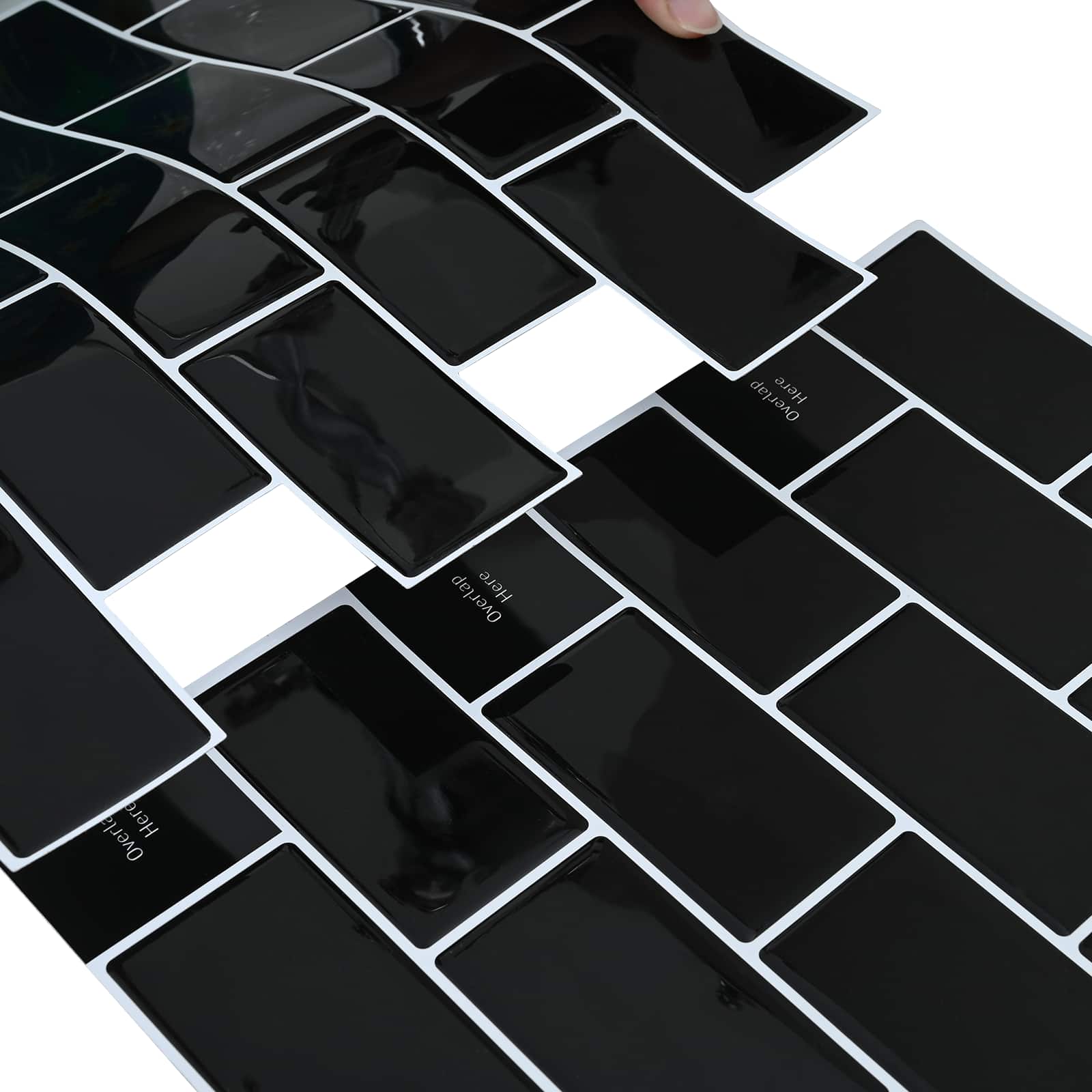 U-Bahn-Fliese 10 pcs Weiß Grau 30 x 30 cm Polyurethan und PET