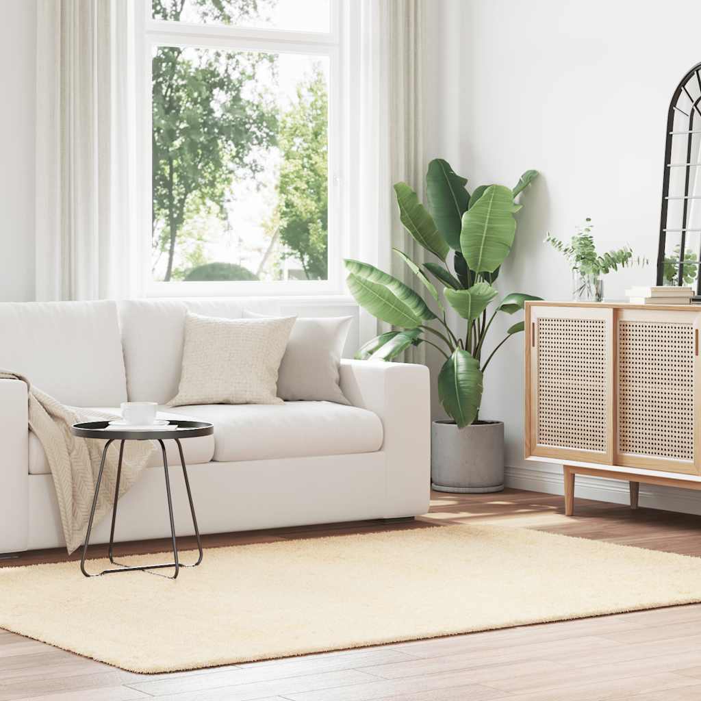 Teppich Shaggy Hochflor NAVARRA Beige 60x100 cm Polyester