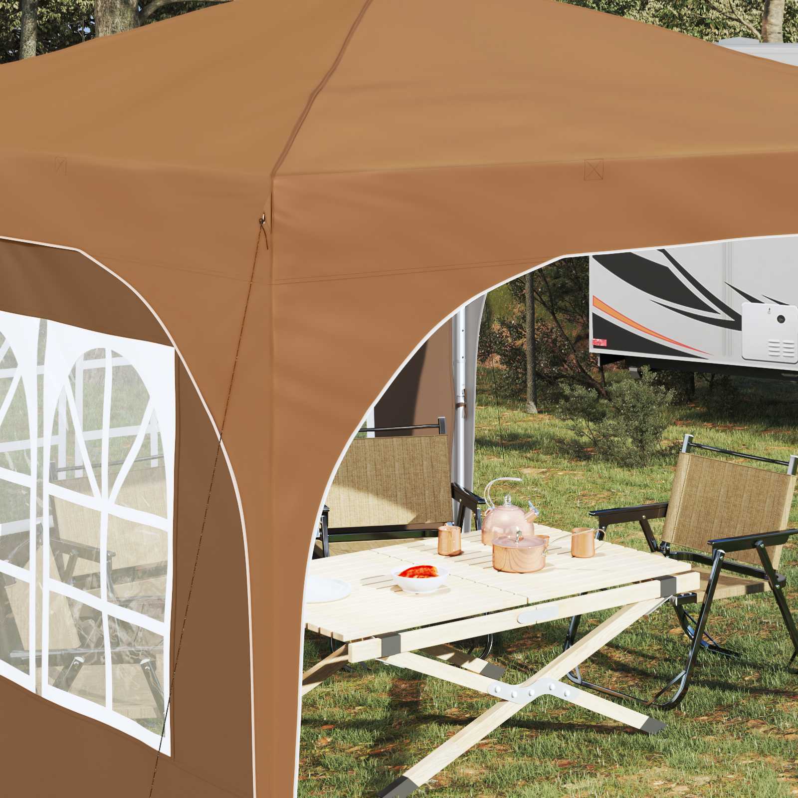 Pop-up Partyzelt 290 x 290 x 245 cm Creme