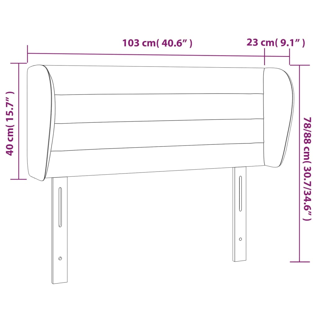 Kopfteil mit Ohren Dunkelblau 203x23x118/128 cm Samt