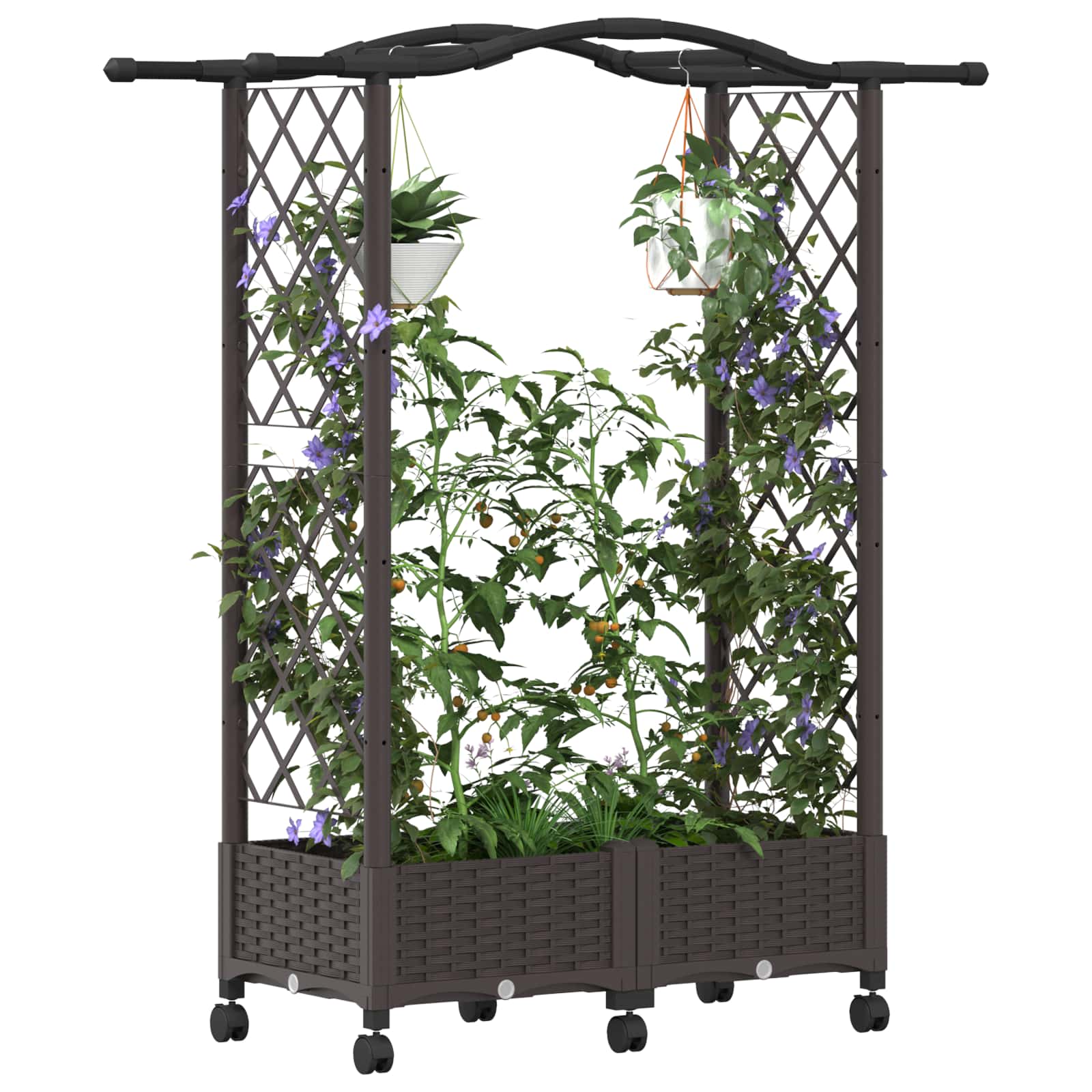 Hochbeet mit Rankgitter und Dach Braun 124 x 40 x 123 cm PP