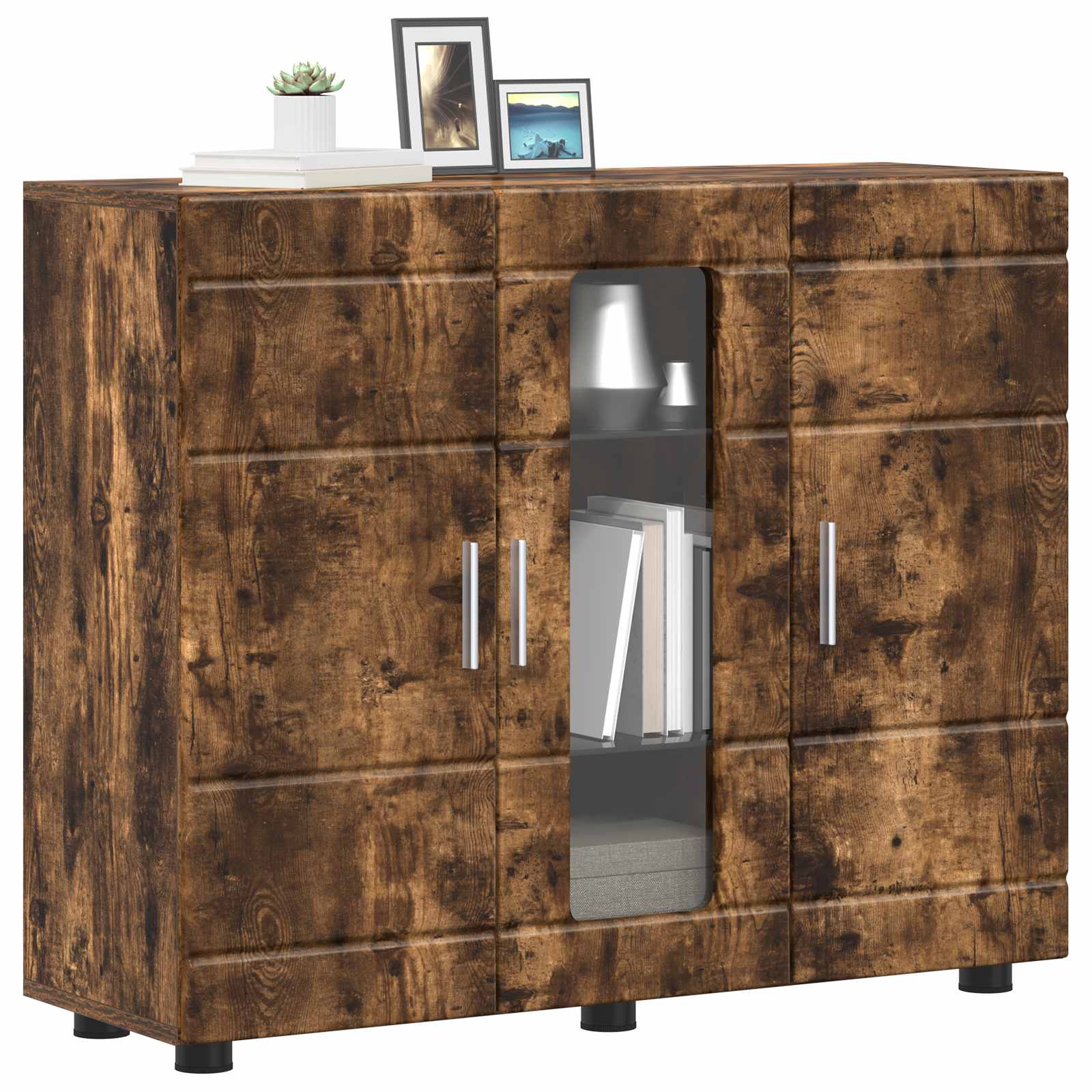 Highboard mit Regal FLORIN Weiß 60 x 35 x 182 cm Holzwerkstoff