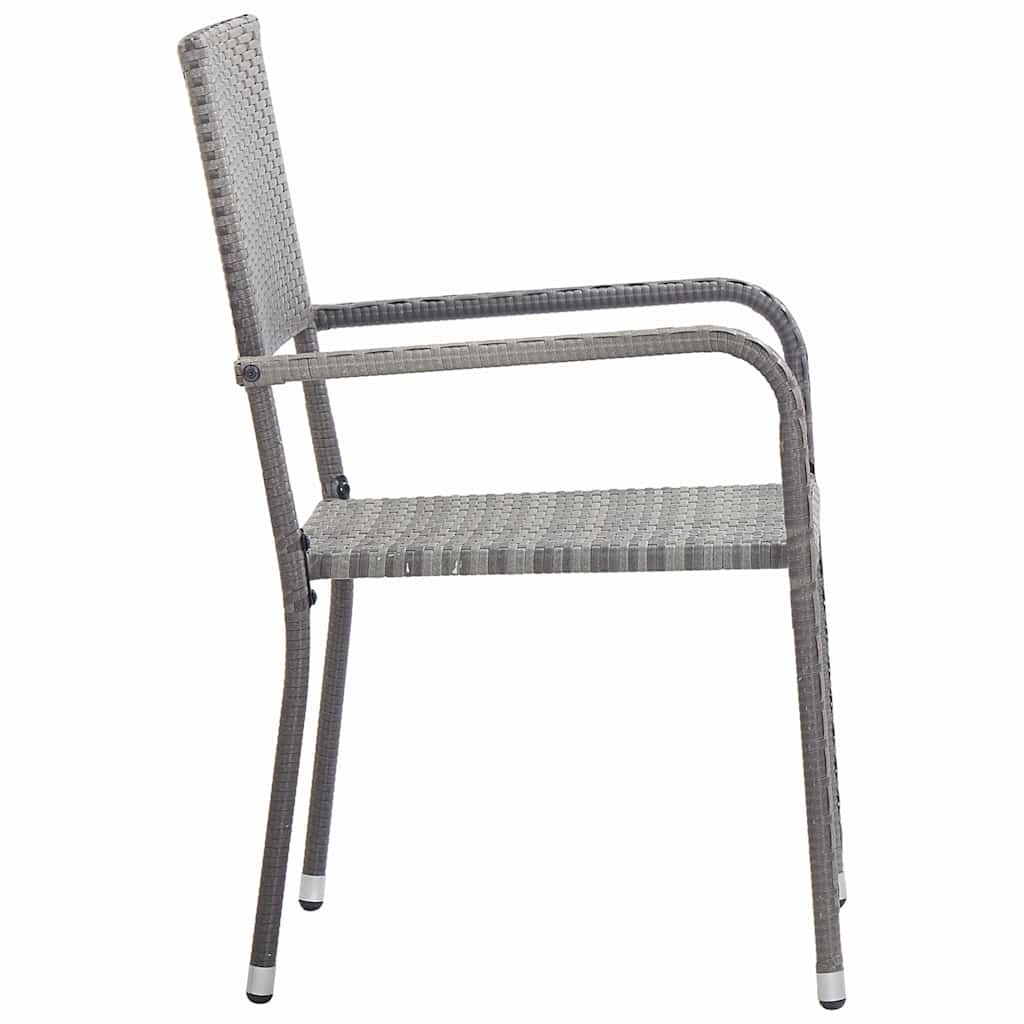 Garten-Essstühle 6 Stk. Stapelbar Schwarz Polyrattan