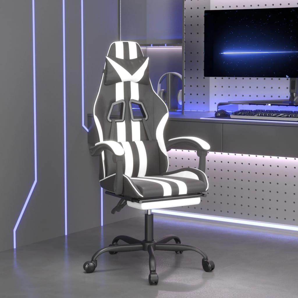 Gaming-Stuhl Drehbar Schwarz und Blau Kunstleder