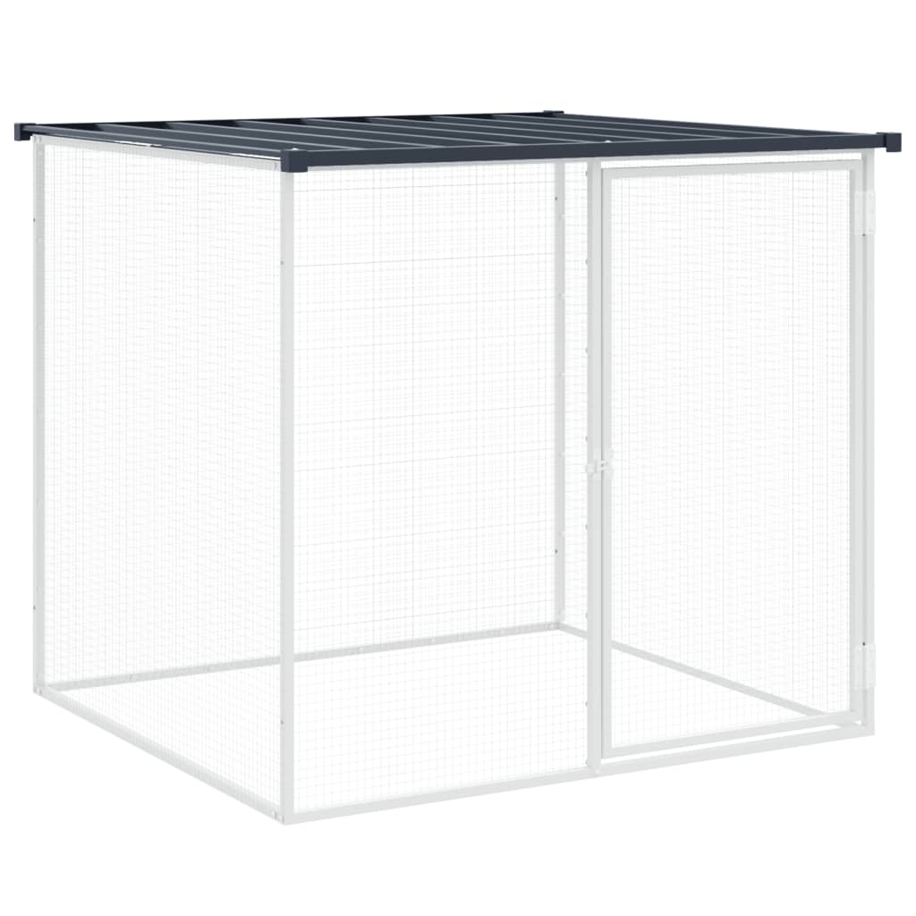 Hühnerkäfig mit Dach Anthrazit 203x98x90 cm Verzinkter Stahl