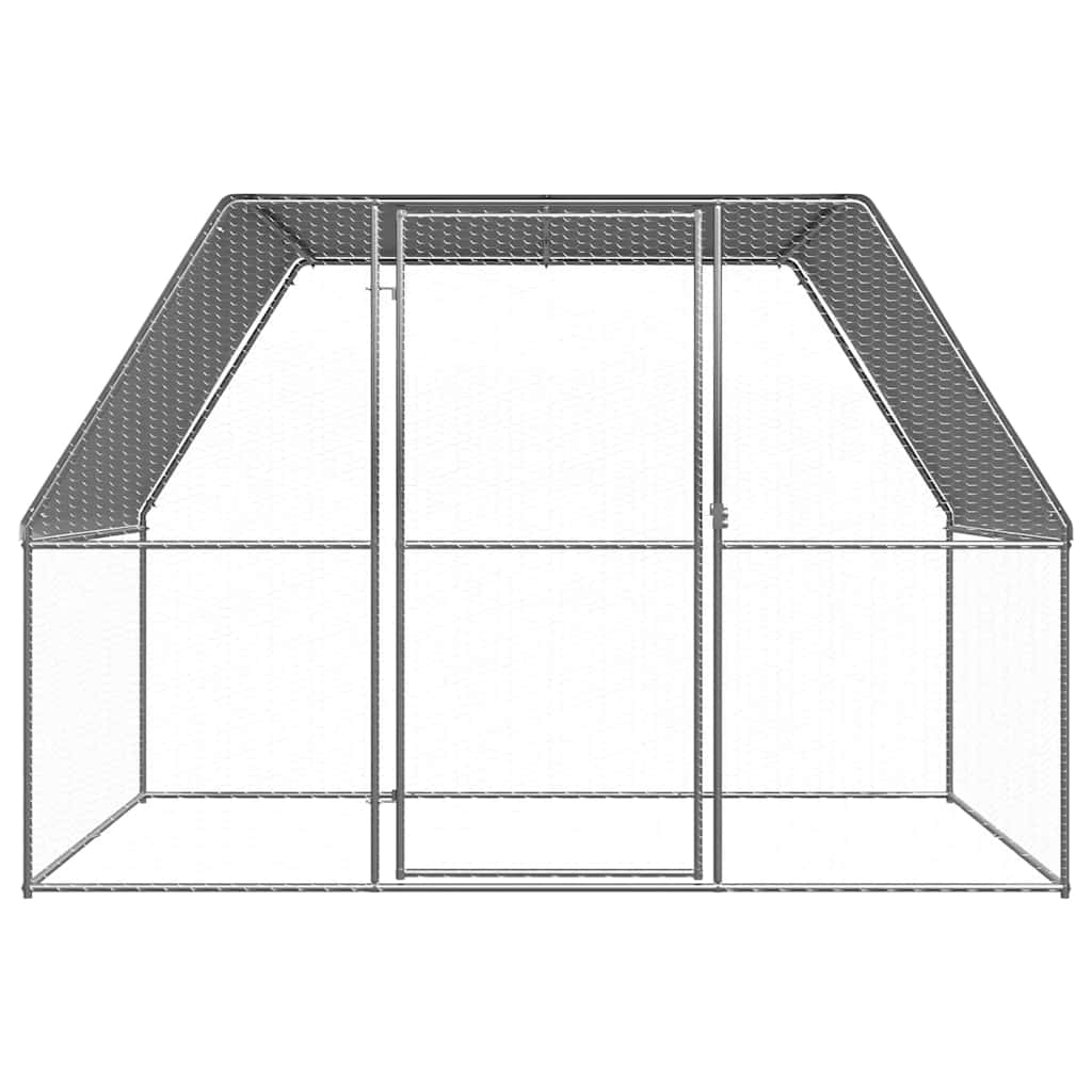 Hühnerkäfig Silbern und Grau 2x2x2 m Verzinkter Stahl
