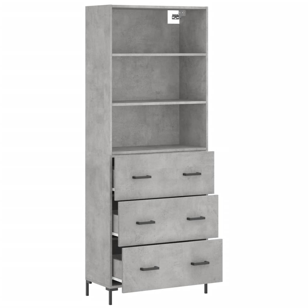 Highboard Hochglanz-Weiß 69,5x34x180 cm Holzwerkstoff