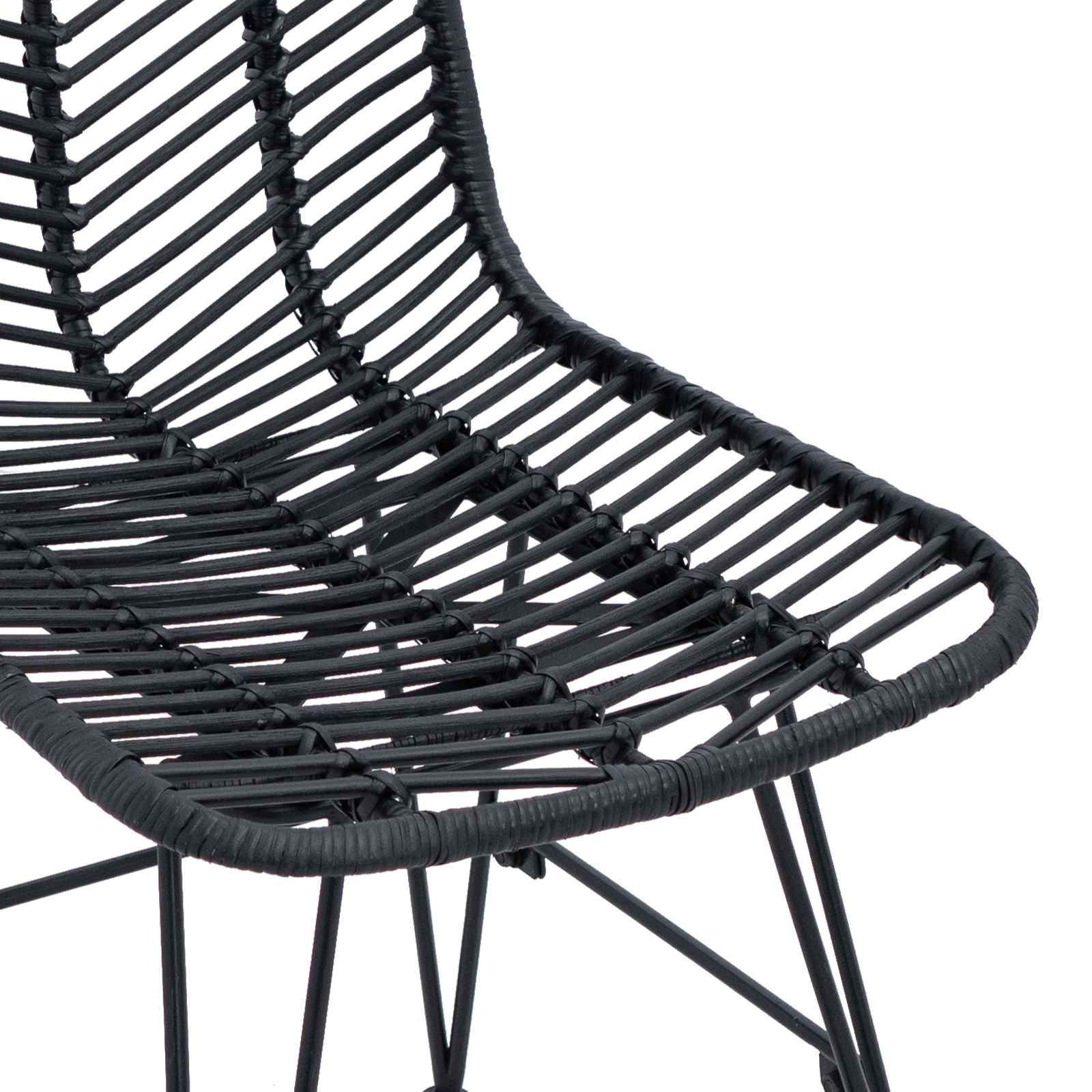 Esszimmerstuhl 2 pcs Rattan und Eisen Natur 44,5 x 54,5 x 85 cm