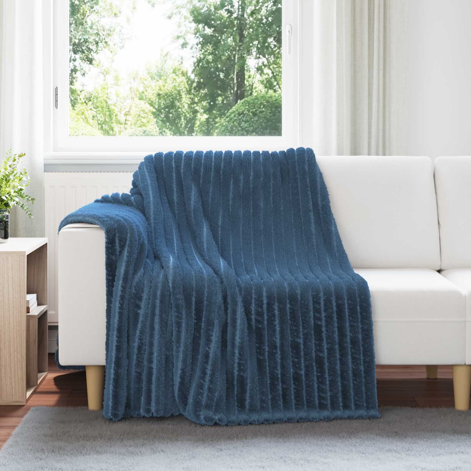Überwurfdecke Beige 150 x 130 cm Fleece