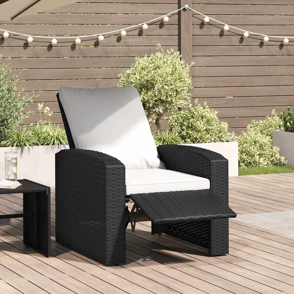 Gartensessel Verstellbar mit Kissen Hellbraun Poly Rattan