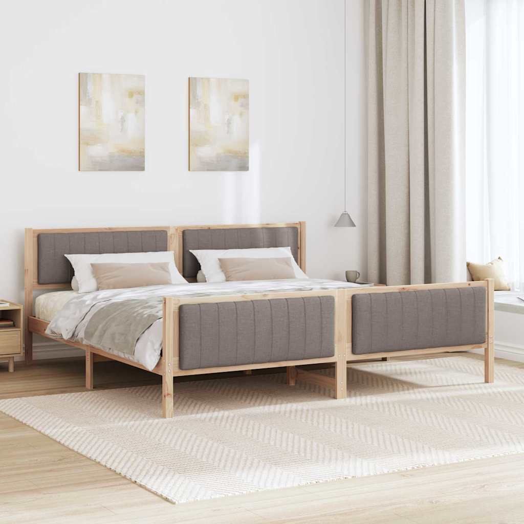 Bettgestell Braun und hellgrau 200 x 200 cm Massivholz Kiefer