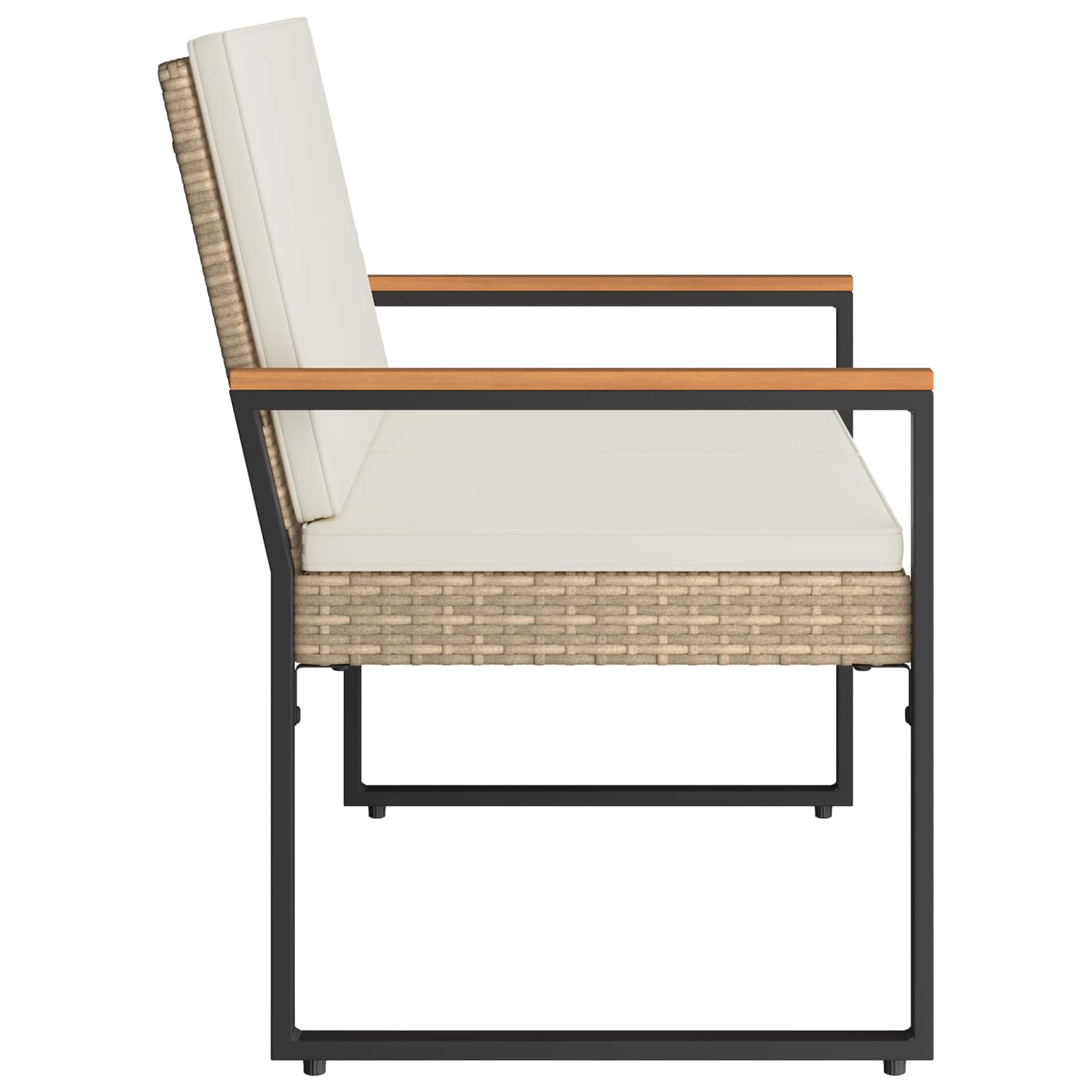Bank Outdoor mit Kissen Schwarz 107 x 61 x 80 cm Poly-Rattan