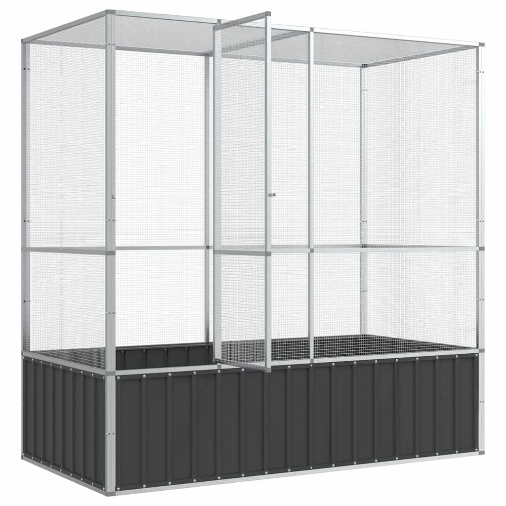 Voliere Silbern 210,5x107x212 cm Stahl