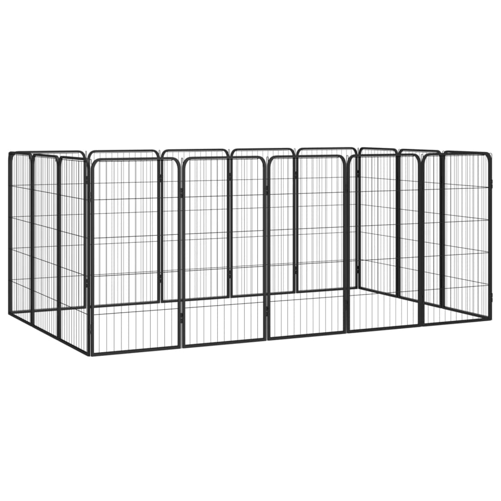 4-tlg. Hundelaufstall Schwarz 50x100cm Stahl Pulverbeschichtung