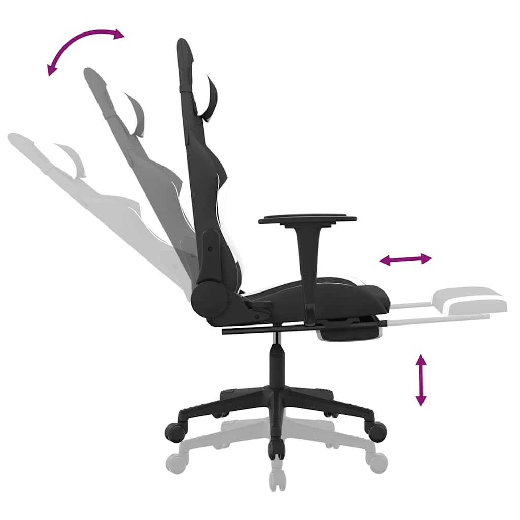 Gaming-Stuhl mit Massagefunktion Schwarz und Creme Stoff
