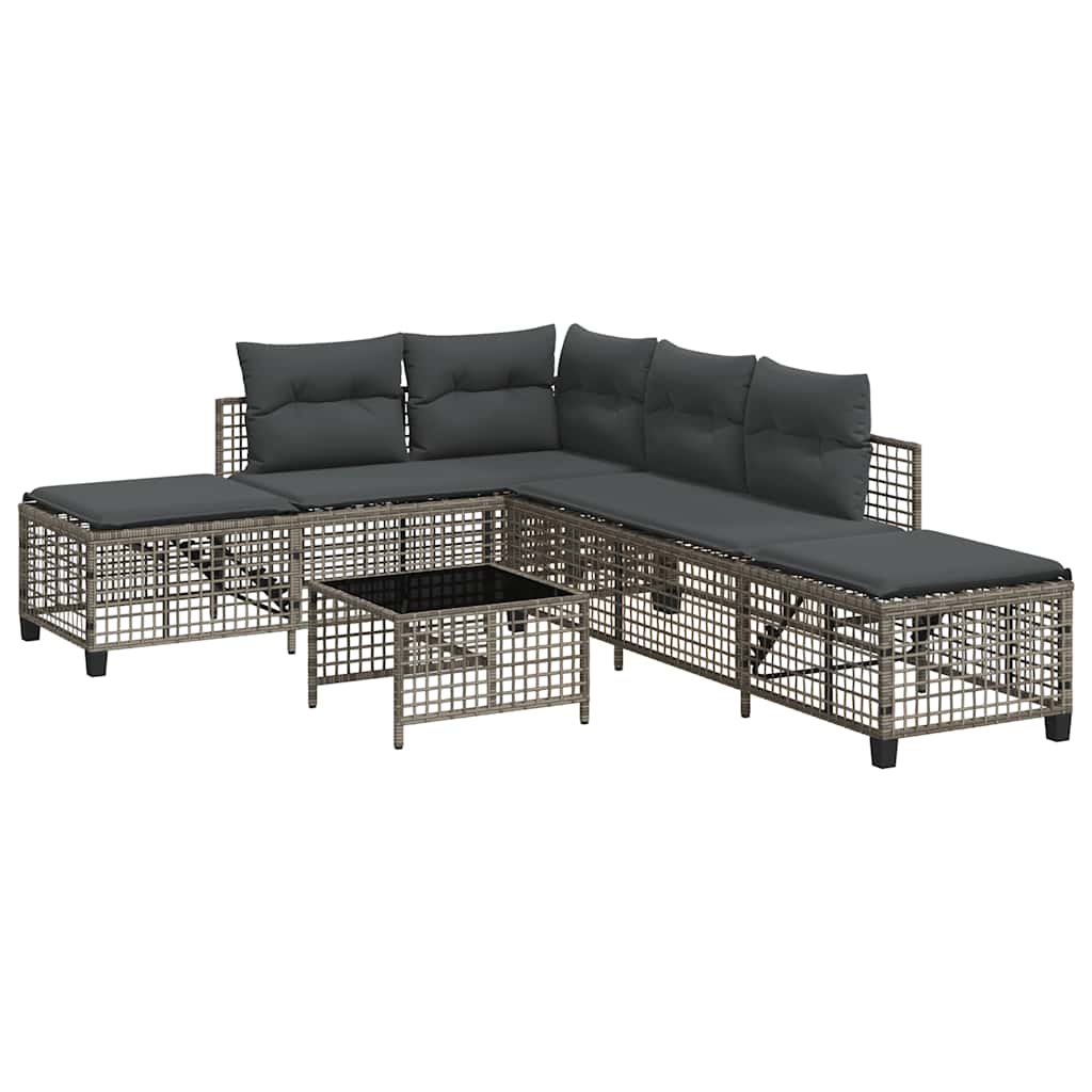 3-tlg. Garten-Ecksofa-Set mit Kissen Schwarz Poly Rattan