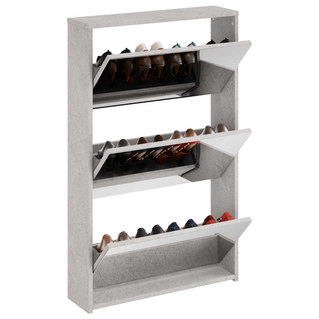 Schuhschrank mit 2 Fächern Spiegel Eiche-Optik 63x17x67 cm