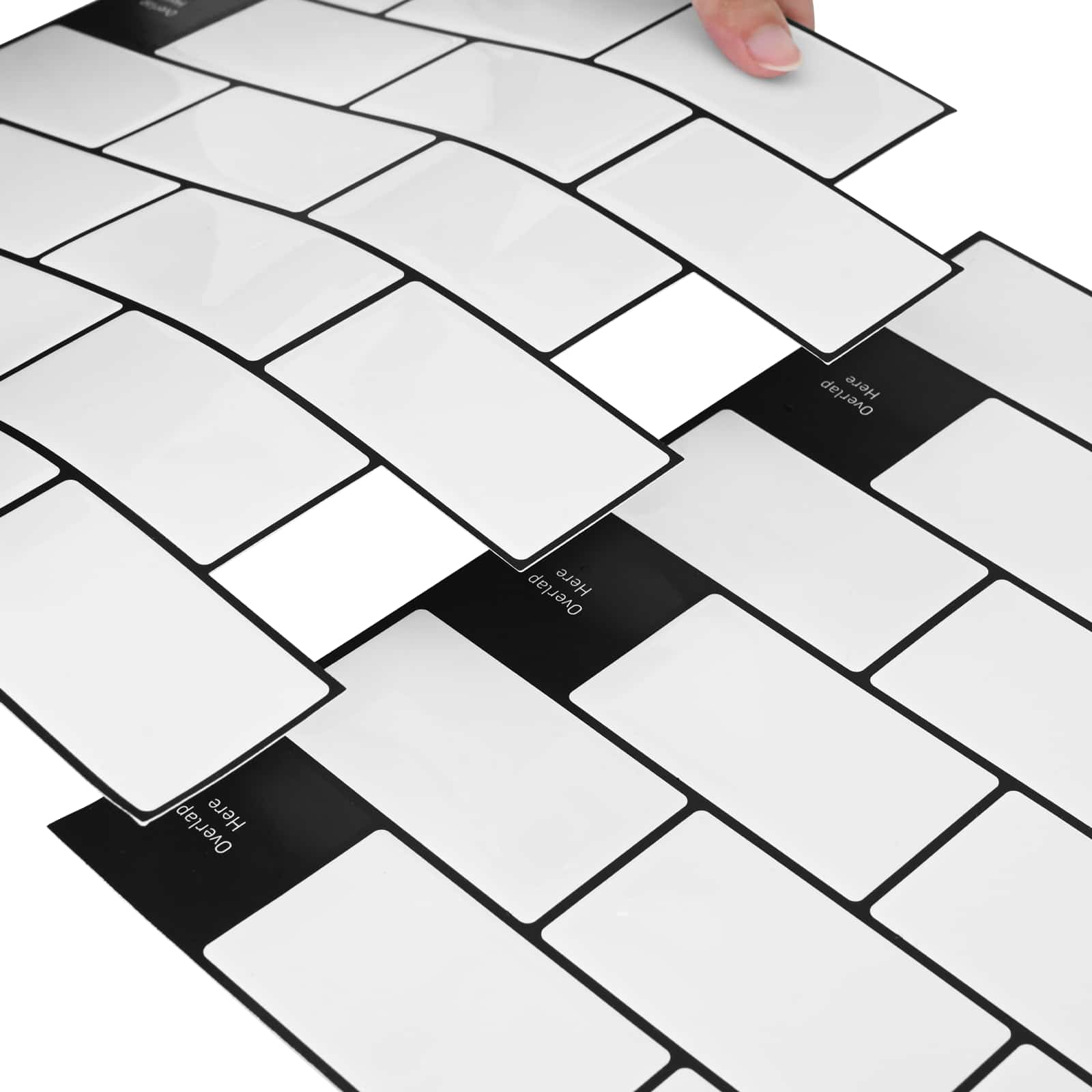 U-Bahn-Fliese 10 pcs Weiß Grau 30 x 30 cm Polyurethan und PET