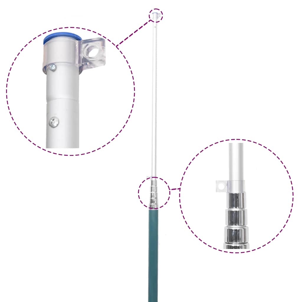 Fahnenmast Teilbar Silbern 6,08 m Aluminium