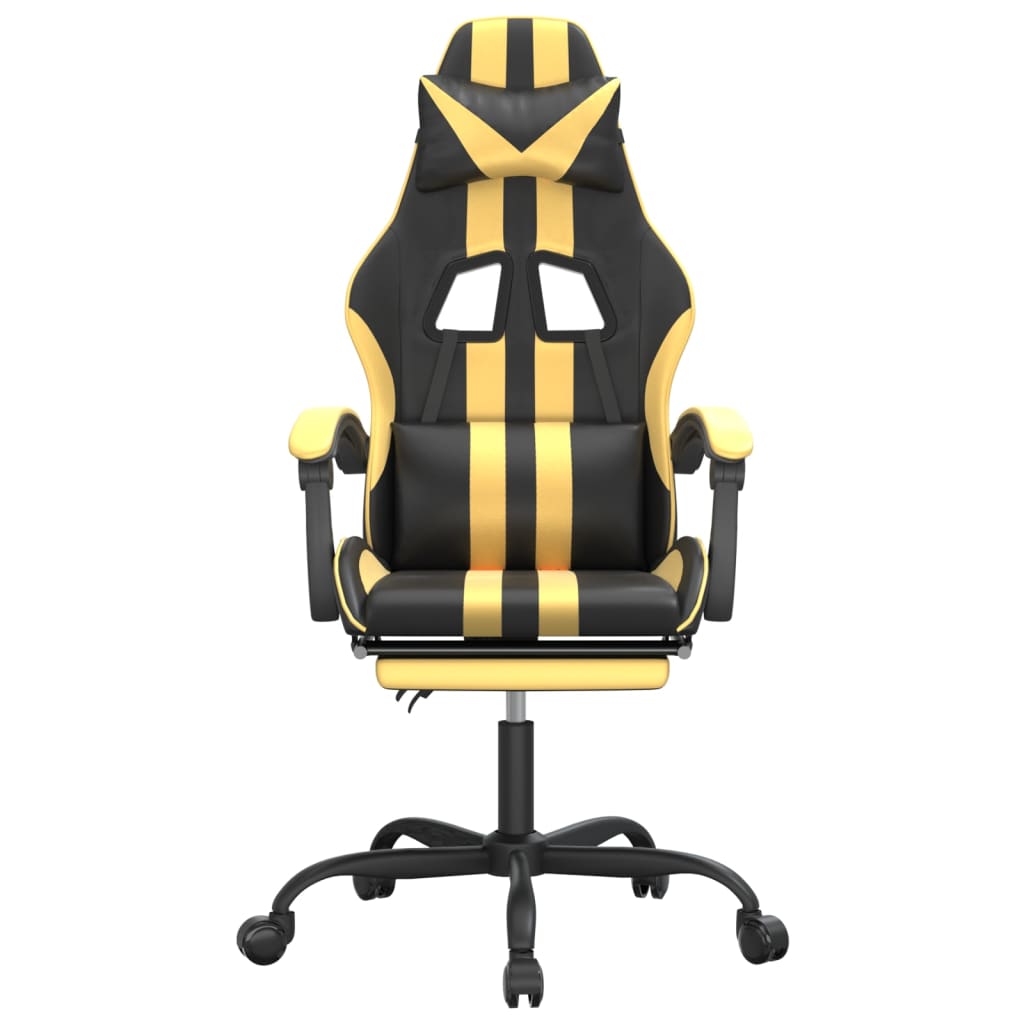 Gaming-Stuhl Drehbar Schwarz und Blau Kunstleder