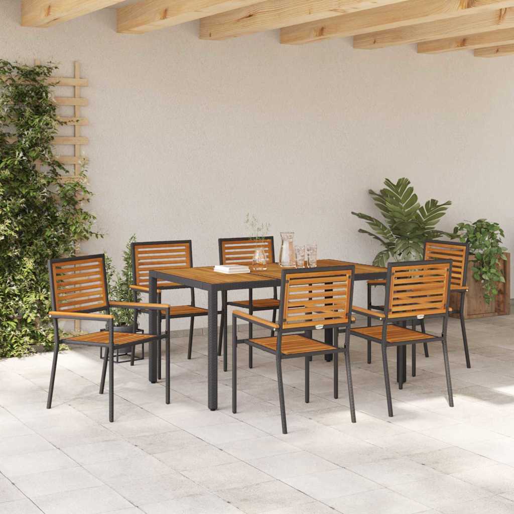 Garten Essgruppe 3 pcs Schwarz und Braun Poly-Rattan