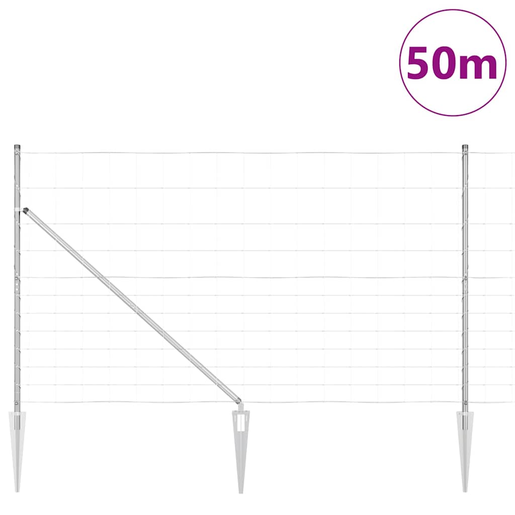 Ground Fix Geschweißter Drahtzaun 25 x 0,8 m Silber Netz
