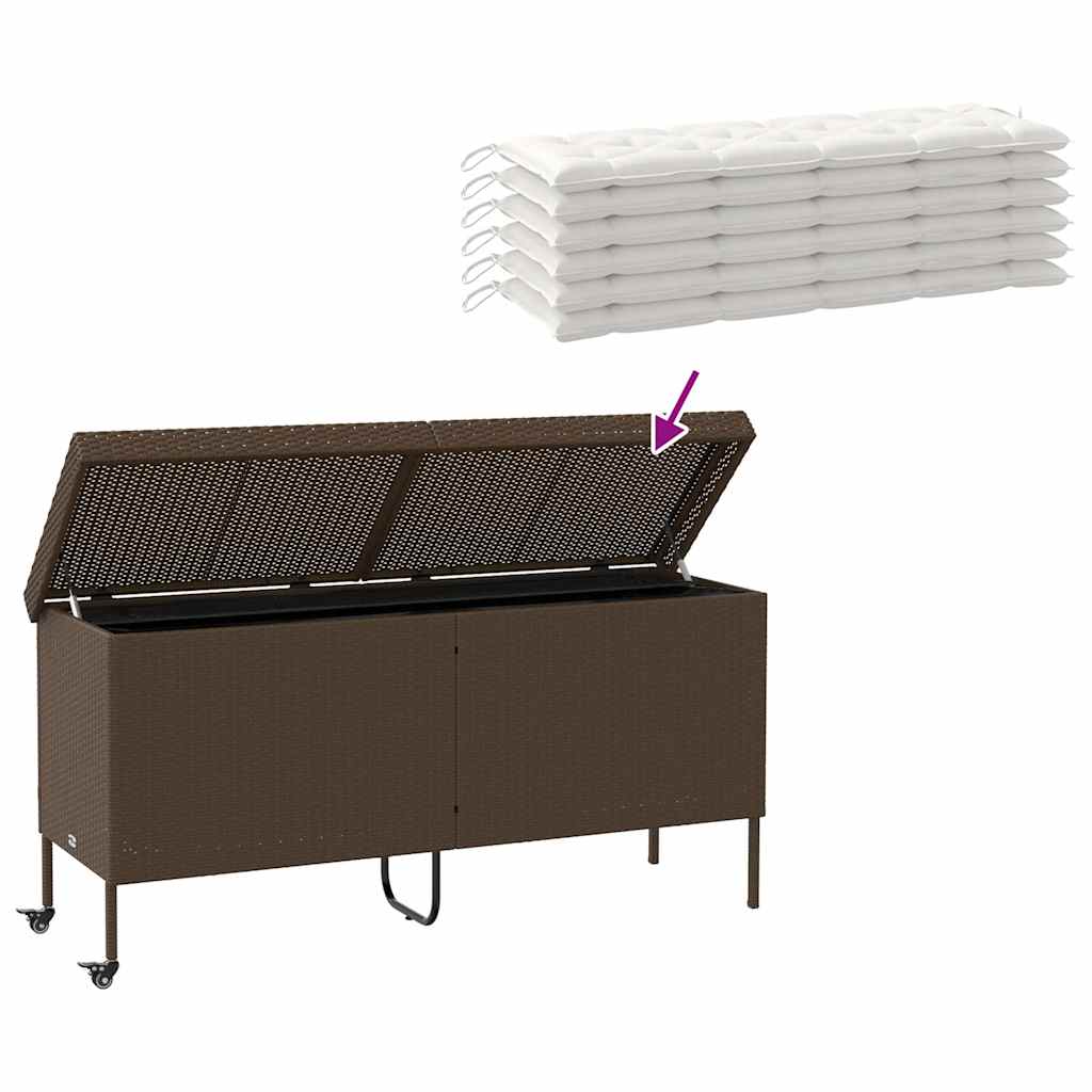 Gartentruhe mit Rollen Schwarz 110x55x73 cm Poly Rattan