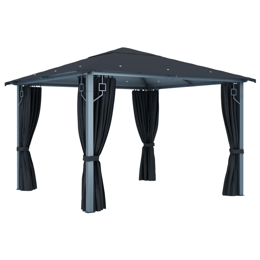 Pavillon mit Vorhang 300x300 cm Taupe Aluminium
