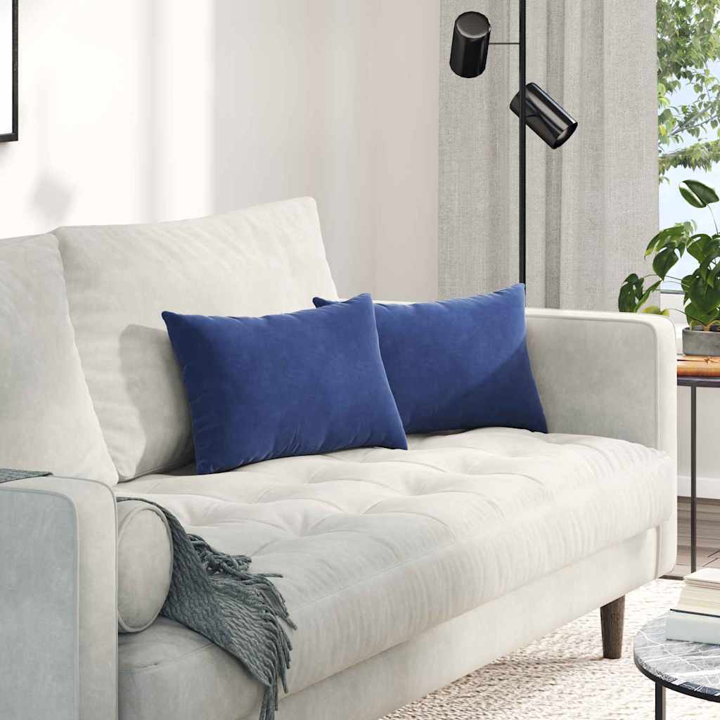 Sofakissen 2 Stück Blau 50 x 30 cm Cordstoff