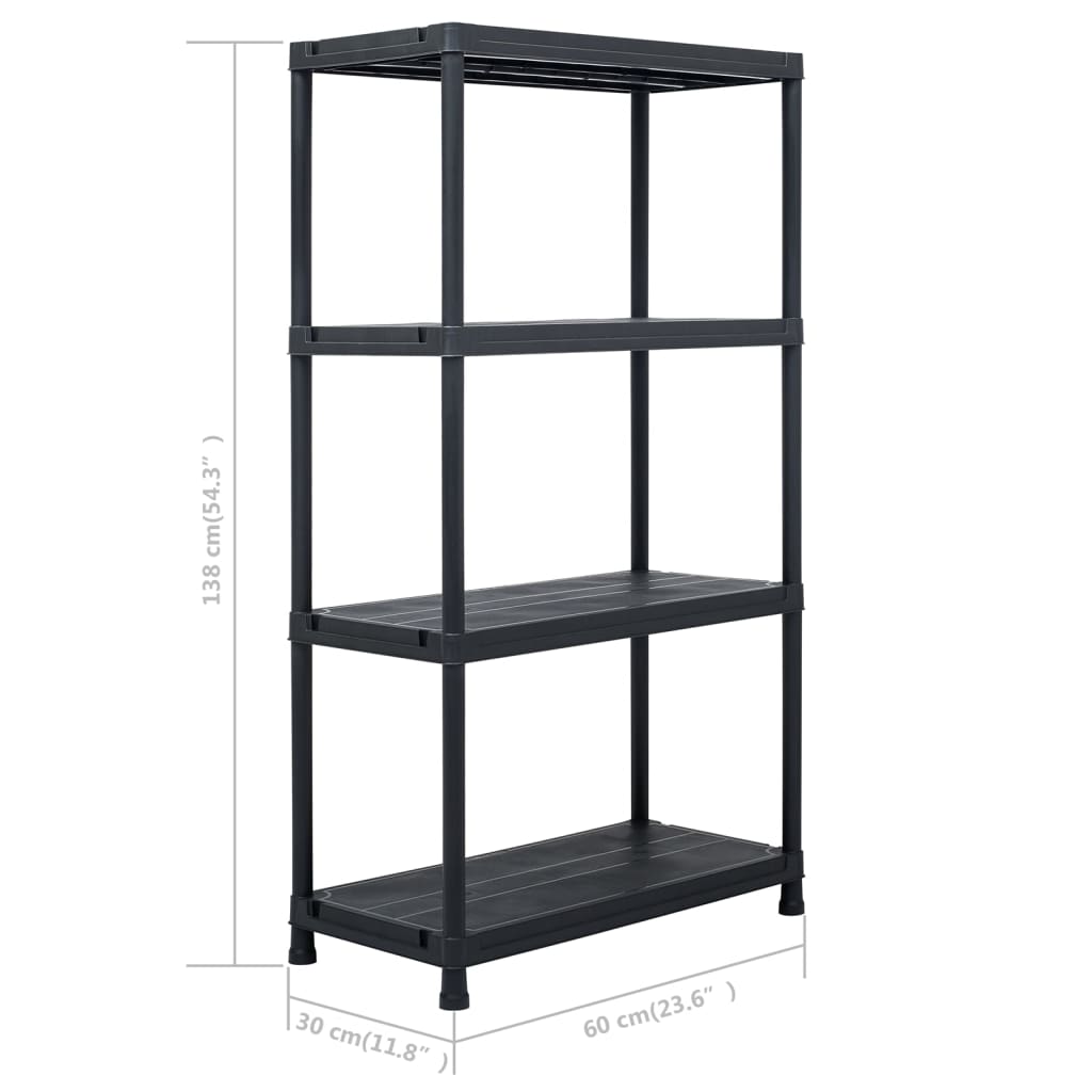 Lagerregale 2 Stk. Schwarz 60 x 30 x 138 cm Kunststoff