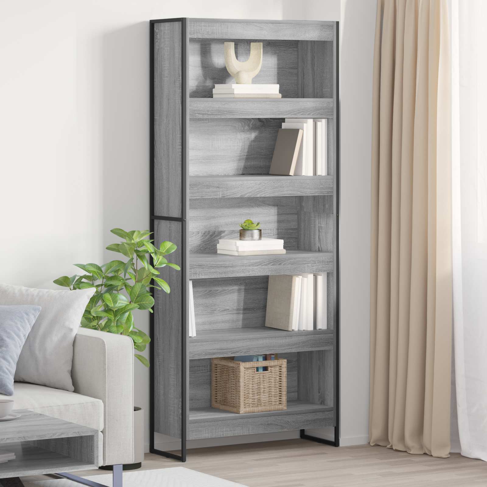 Bücherregal 2 pcs Schwarz Eichen-Optik 60 x 30 x 189,5 cm