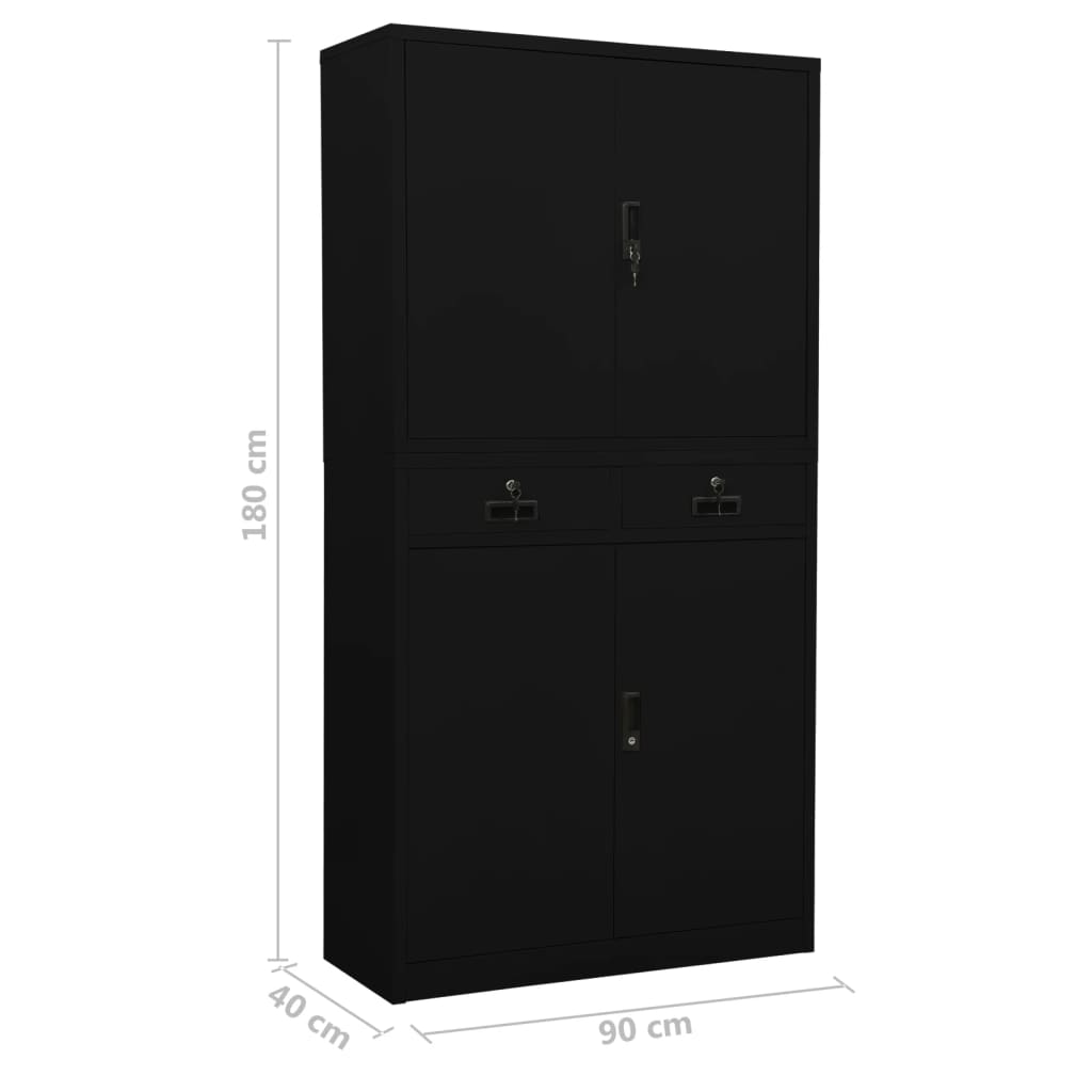 Büroschrank Weiß 90x40x180 cm Stahl