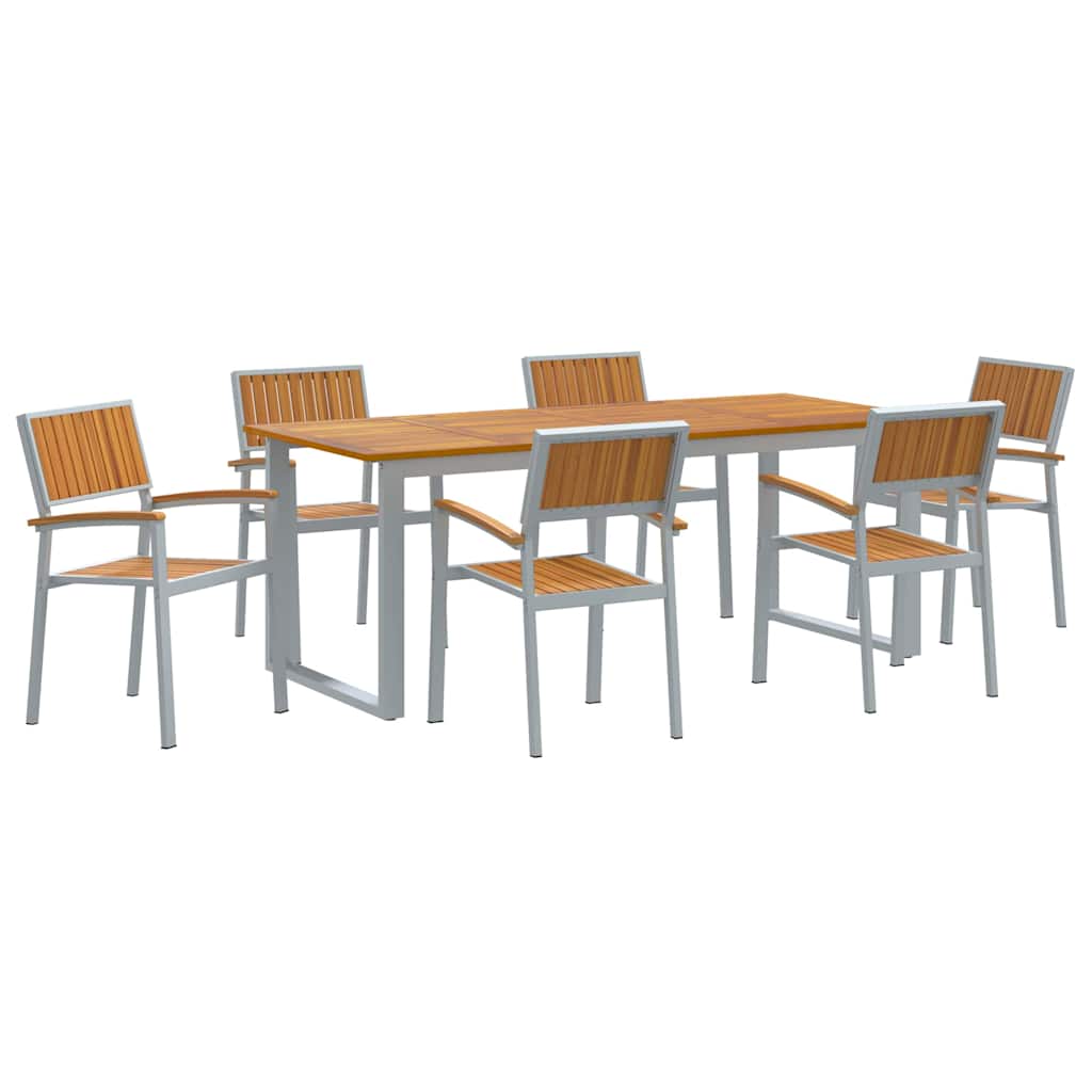 Garten Essgruppe 5 pcs Grau Massivholz Akazie