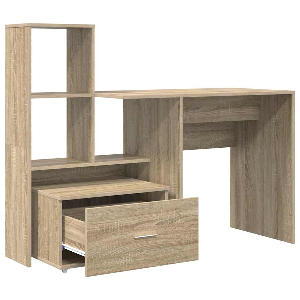 Schreibtisch mit Regal Weiß 131,5 x 50 x 106,5 cm Holzwerkstoff