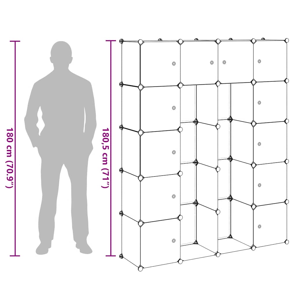 Modularer Schrank mit 9 Fächern 109x36,5x143cm Schwarz und Weiß