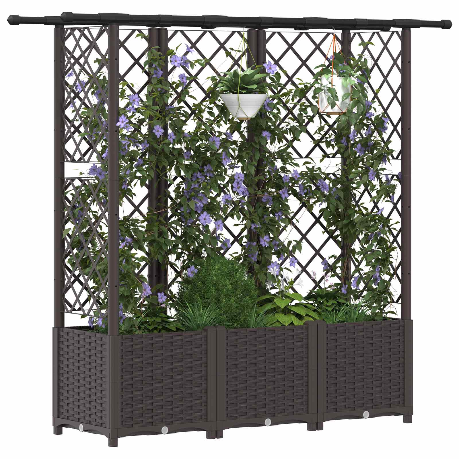 Hochbeet mit Rankgitter und Dach Braun 124 x 40 x 123 cm PP