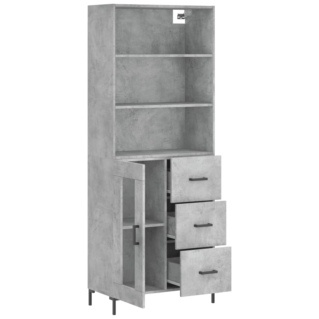 Highboard Hochglanz-Weiß 69,5x34x180 cm Holzwerkstoff