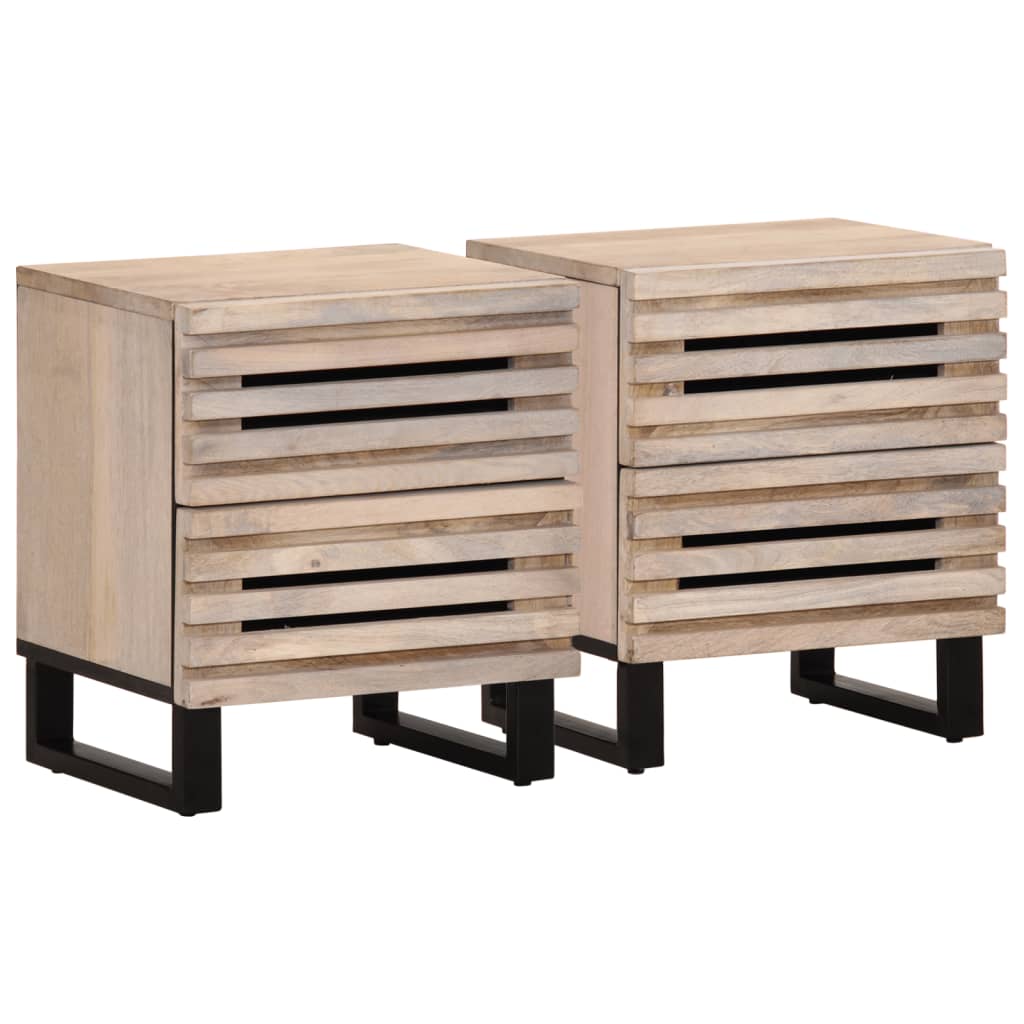 Nachttisch 40x34x46 cm Raues Mangoholz