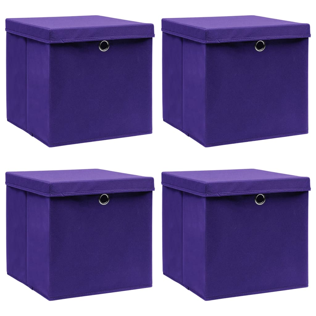 Aufbewahrungsboxen mit Deckeln 10 Stk. 28x28x28 cm Schwarz