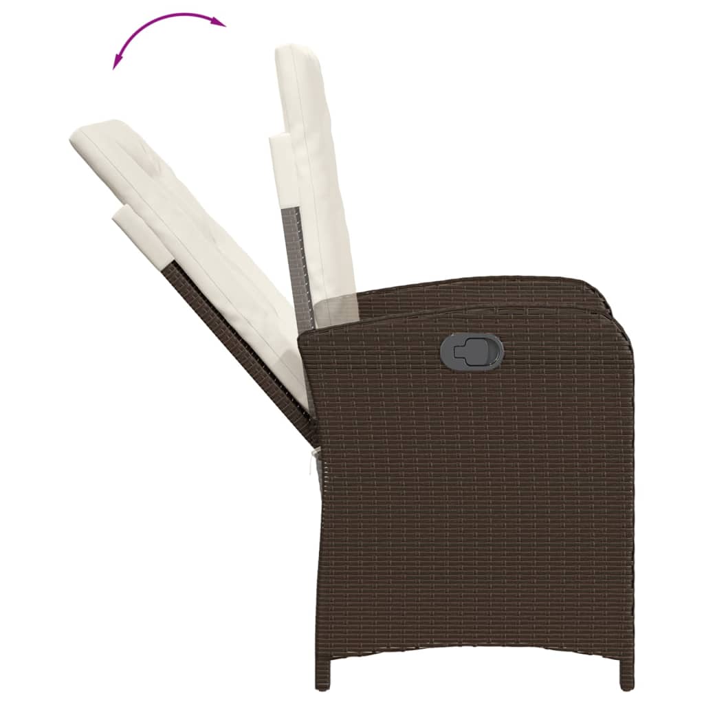 Gartensessel Verstellbar mit Kissen Schwarz Poly Rattan
