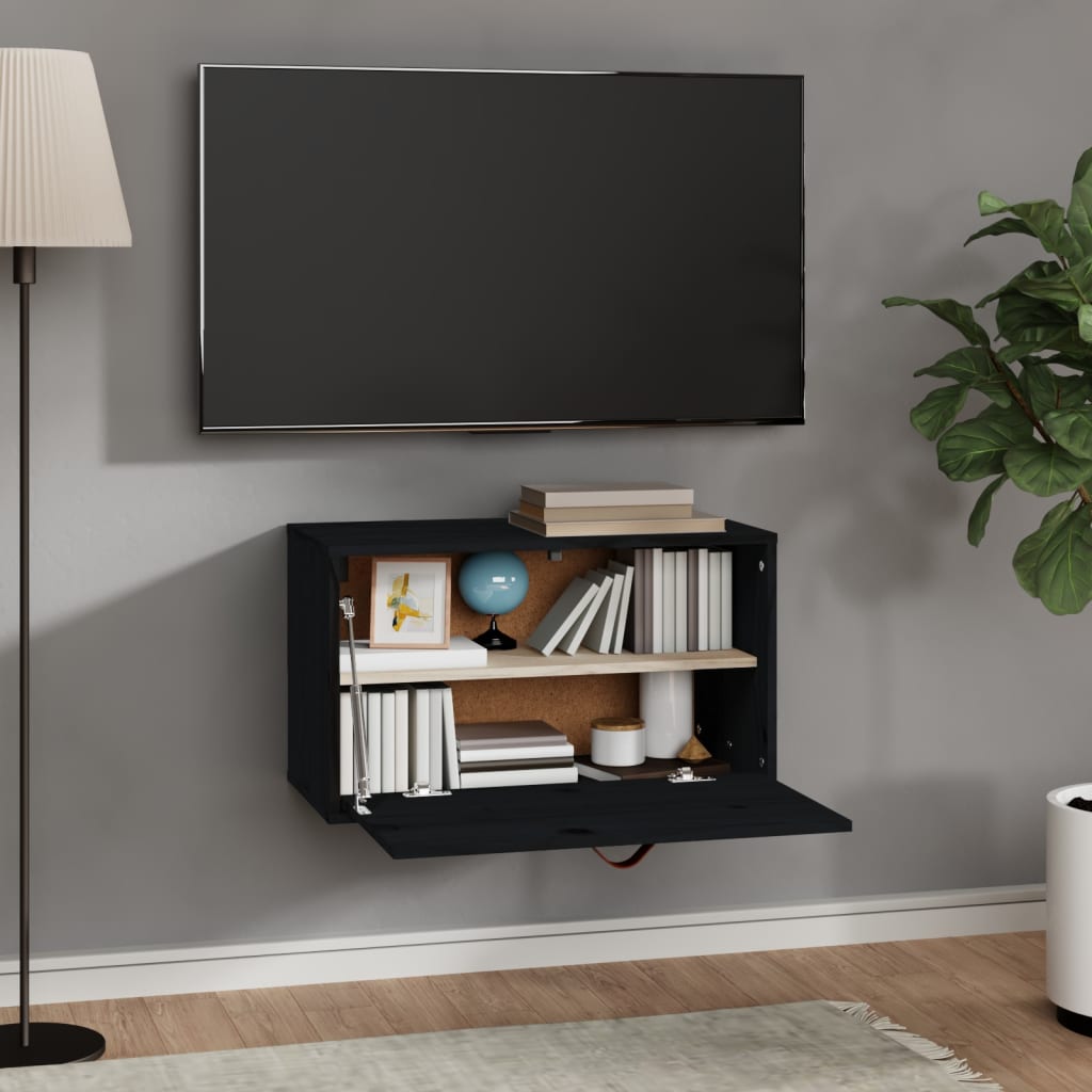 Wandschrank Grau 60x30x35 cm Massivholz Kiefer