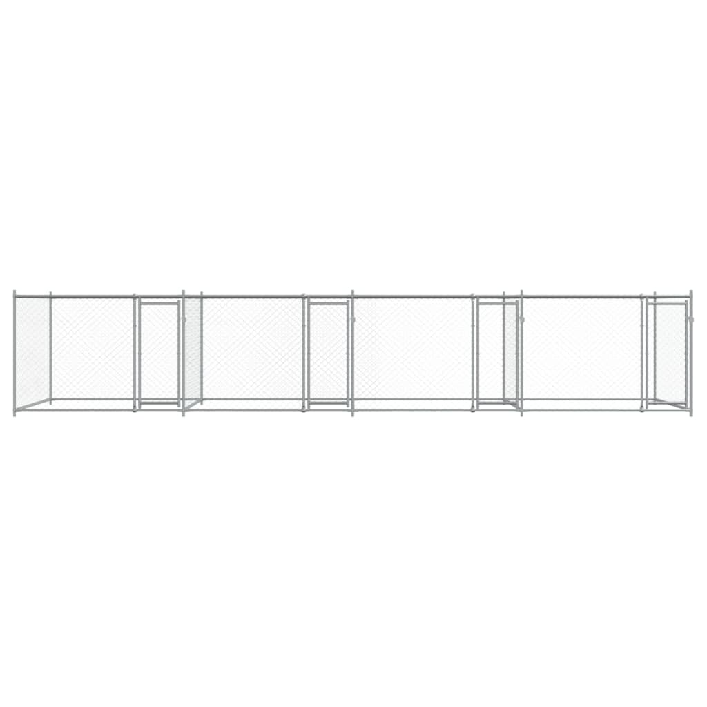 Hundezwinger mit Tür Grau 2x2x1,5 m Verzinkter Stahl