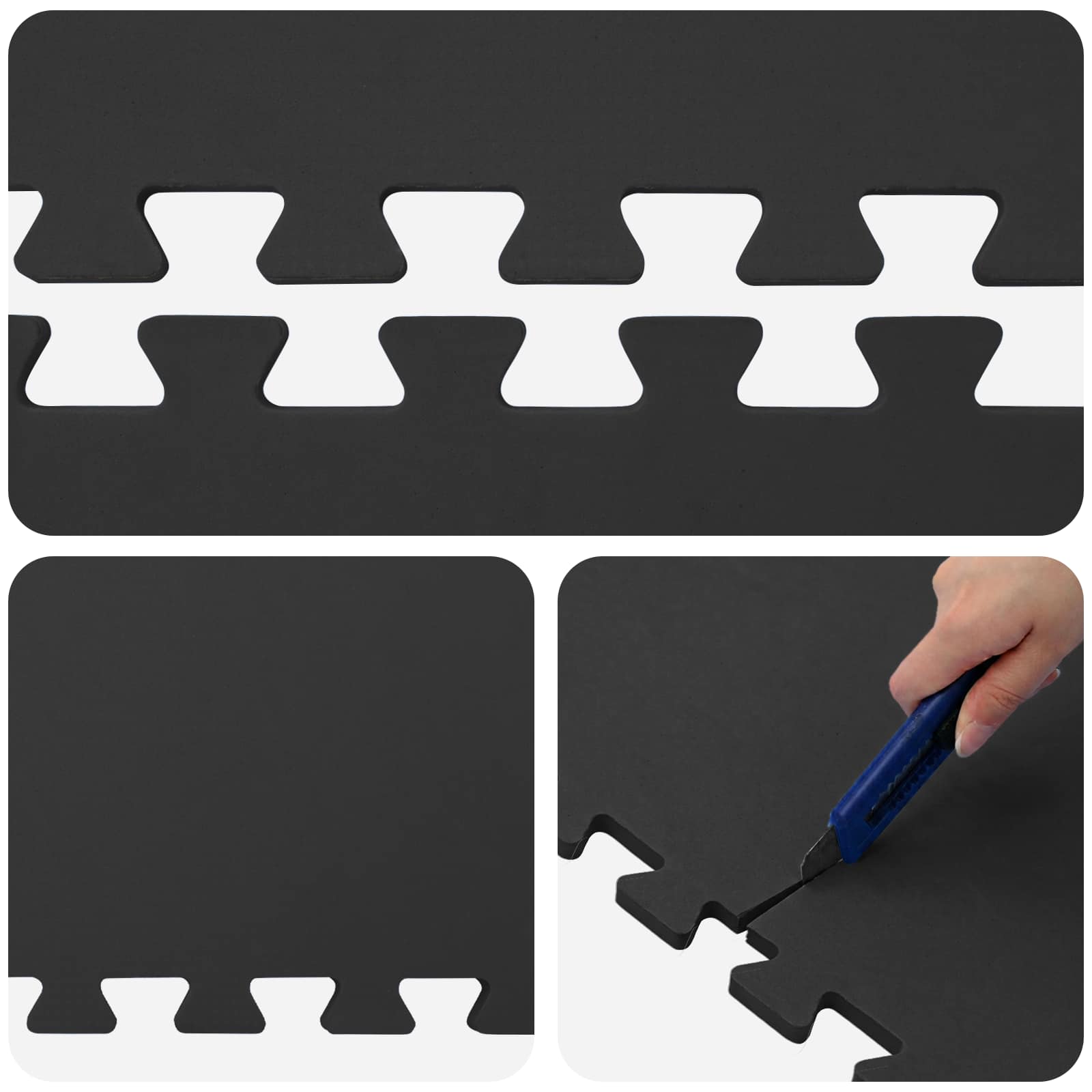 Pool Bodenteppich 6 pcs Schwarz 2,16 ㎡ EVA-Schaum